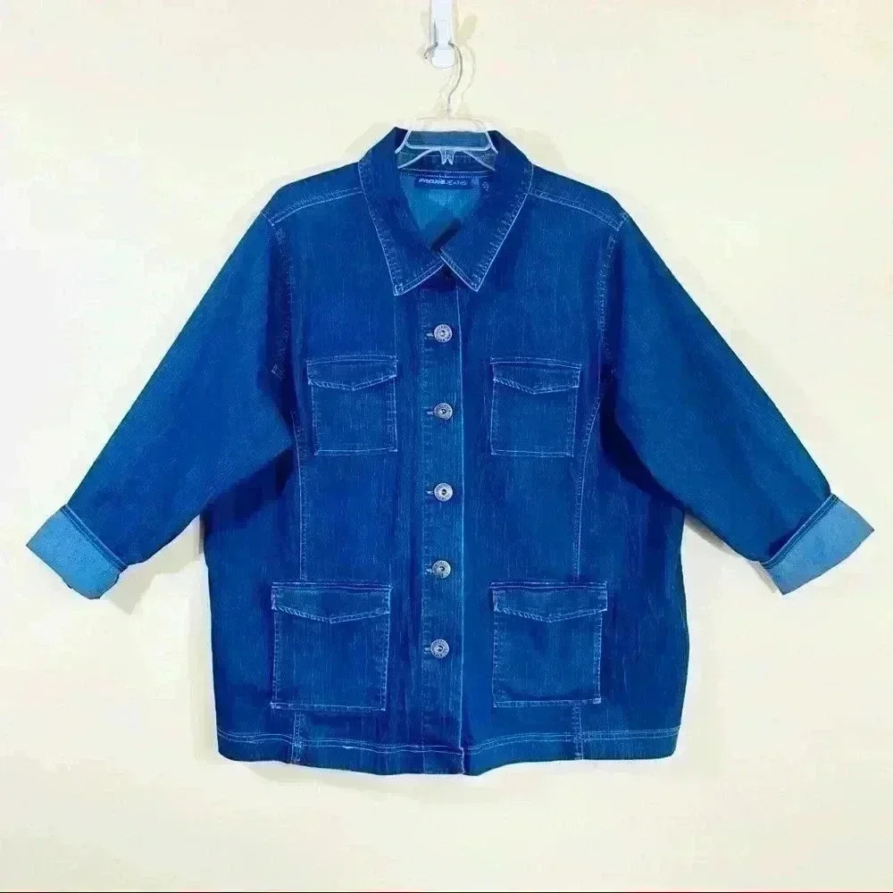 Avenue Jeans Blue Vintage Denim Coat Jean‎ Jacket Size 26/28